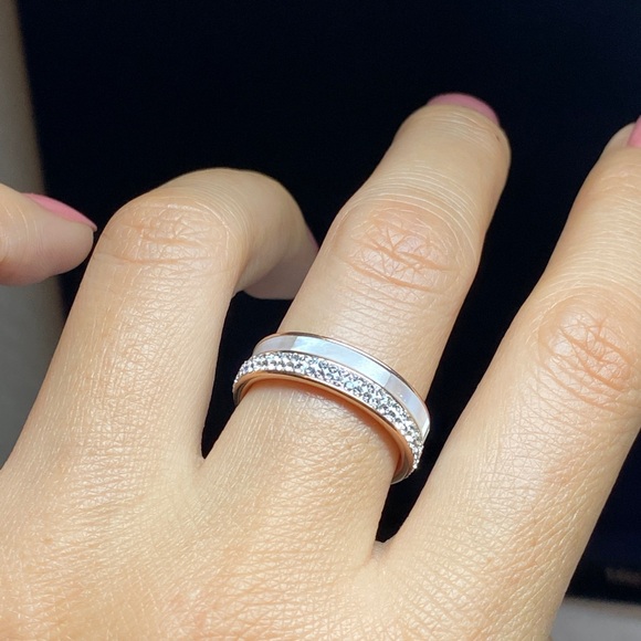 Size 7-8 Shell CZ Gold Chunky Open Ring for Women girls - Picture 4 of 7